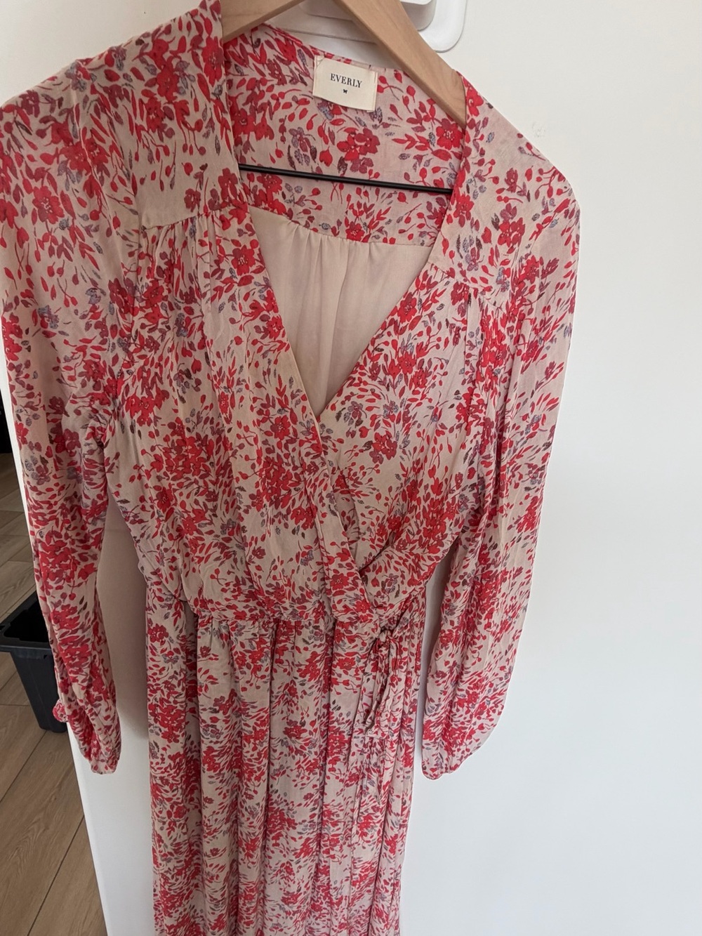 Everly Cream and Pink Floral Wrap Maxi Dress